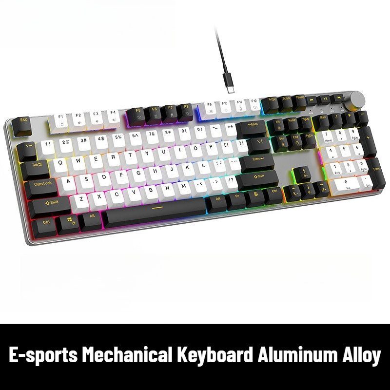 Gaming Keyboard No Noise - E-스포츠 기계식 키보드 알루미늄 합금 저소음