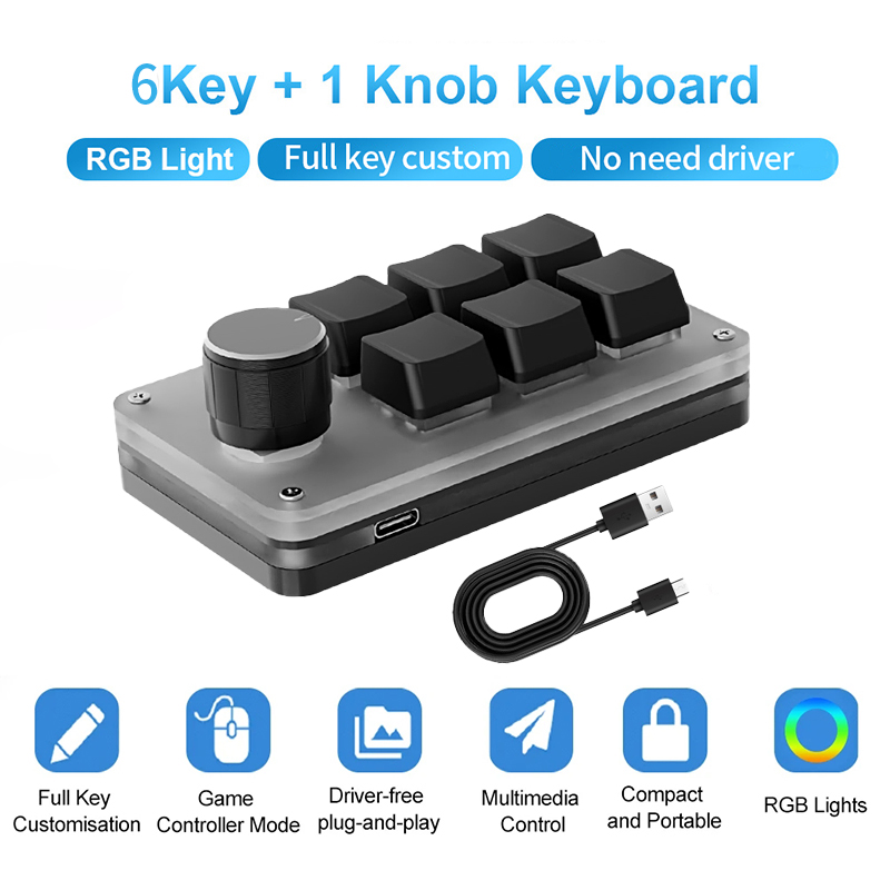 Gaming Keyboard Mini Mechanical - 6키 1노브 미니 매크로 기계식 키보드