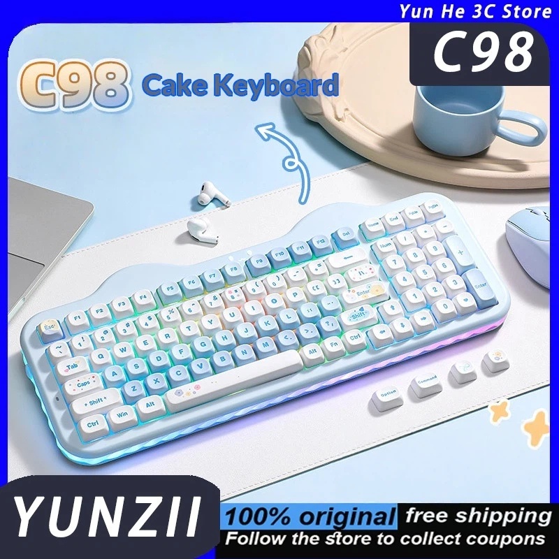 Gaming Keyboard That Is Quiet - YUNZII C98 키보드 트리플 모드 저소음