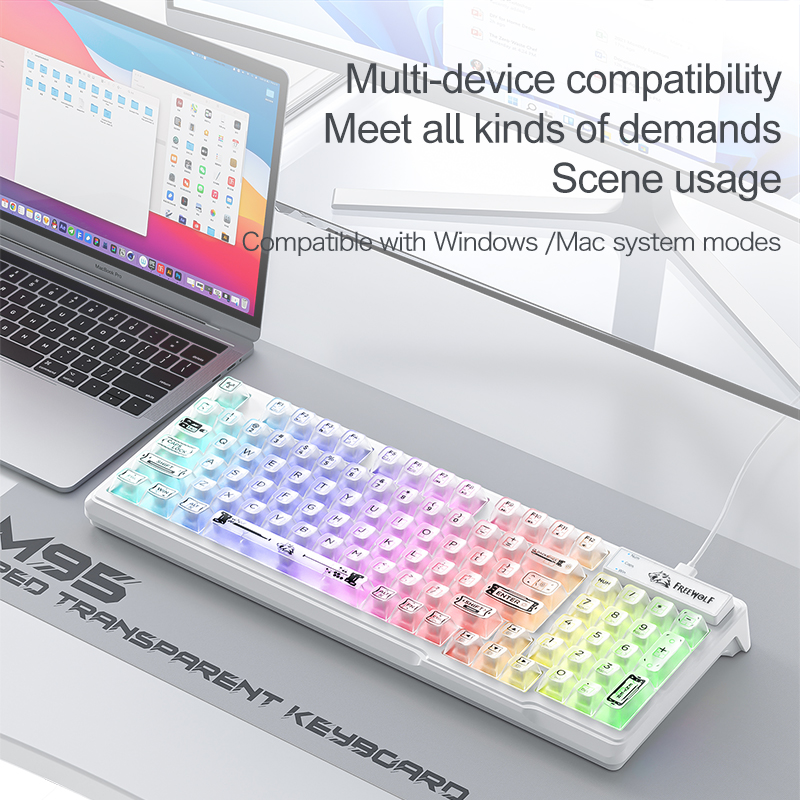 유선 RGB 투명 키보드 FREEWOLF M95 무소음 - Keyboard Gaming Transparent 리뷰 및 가격